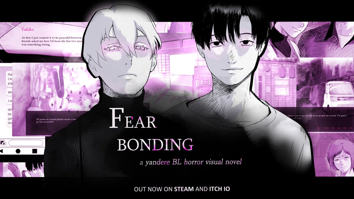 ❤️Time for some toxic love! 🗡️
Fearbonding, our yandere BL horror visual novel, is OUT NOW on Steam and Itch.io!
Devour fear as the demonic Hinata and tame the deranged Yandere Kosuke to harvest more fear!
store.steampowered.com/app/2871980/Fe…