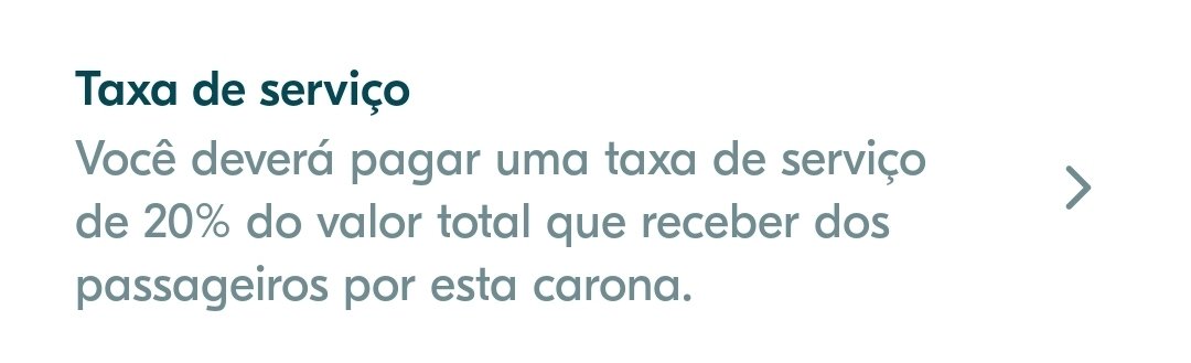 Blablacar cobrando do motorista uma taxa de 20% sobre as viagens.

<a href="/BlaBlaCarBR/">BlaBlaCar Brasil</a> 🤦‍♂️