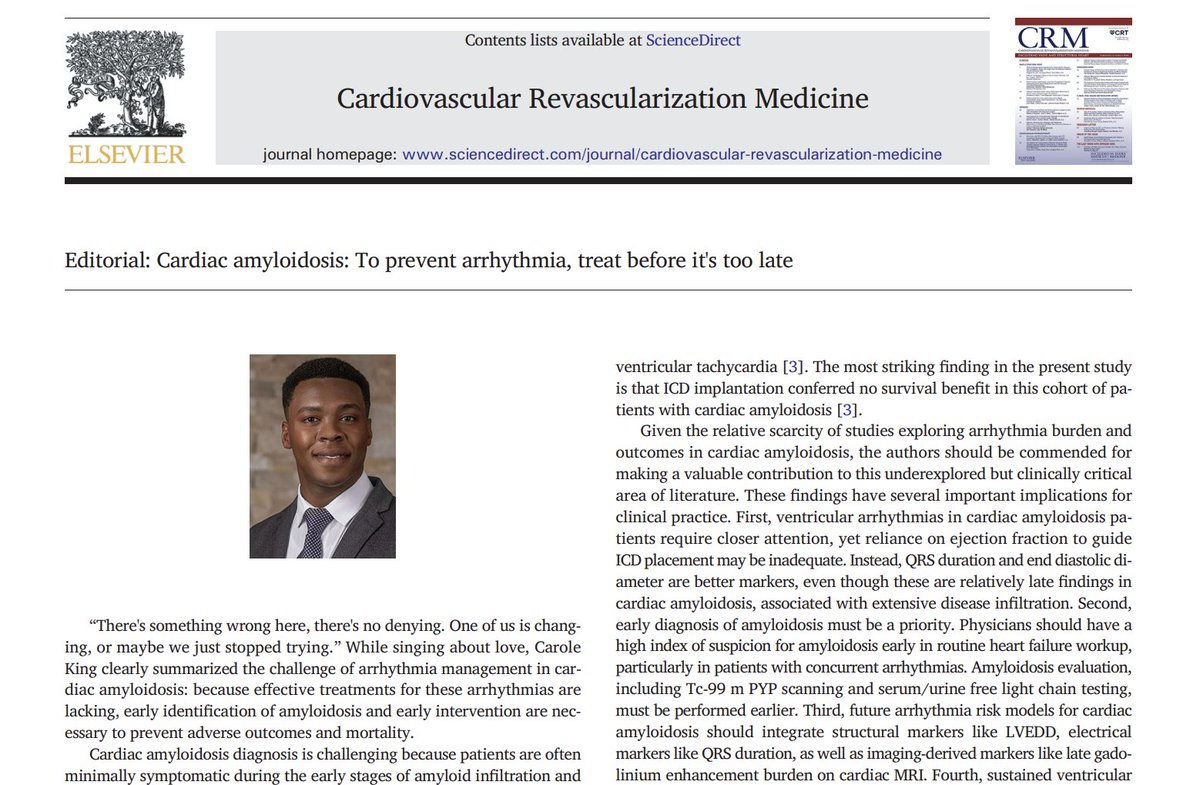 Chidubem Ezenna MD (@cezenna_md) on Twitter photo Just published our editorial “Cardiac amyloidosis: To prevent arrhythmia, treat before it's too late” in <a href="/CRMjournal/">CRMjournal</a>! sciencedirect.com/science/articl…
Grateful for the invaluable mentoring and support from <a href="/AGoldsweig/">Andrew M. Goldsweig, MD, MS</a> throughout this project. Just published our editorial “Cardiac amyloidosis: To prevent arrhythmia, treat before it's too late” in <a href="/CRMjournal/">CRMjournal</a>! sciencedirect.com/science/articl…
Grateful for the invaluable mentoring and support from <a href="/AGoldsweig/">Andrew M. Goldsweig, MD, MS</a> throughout this project.