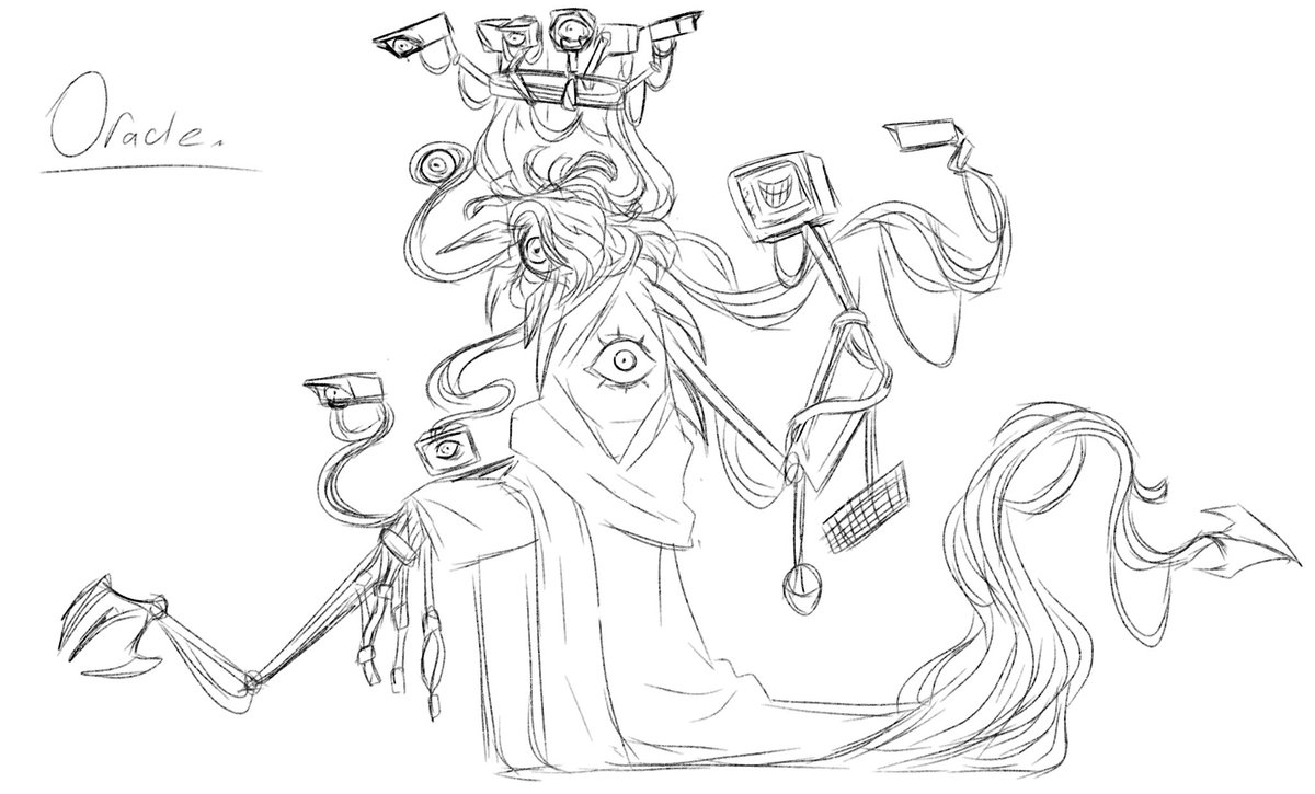 Eclipse690724's tweet photo. #Oracle from analog horror made by Vintage 8 in YouTube.
Really loved them. My deae friends can confirm it. 😊

My own design. Didn't wanted to draw him like typical TV man so same with other ideas. 

#fanart #TheOracleProject #Vintage8 #art https://t.co/7rgHKblnkX