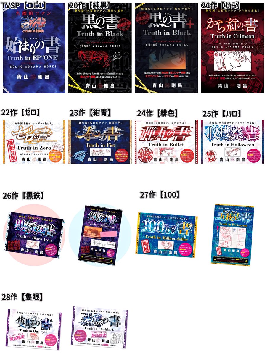 劇場版 名探偵コナン》 歴代の特別付録「〇〇の書」を一覧にしました
