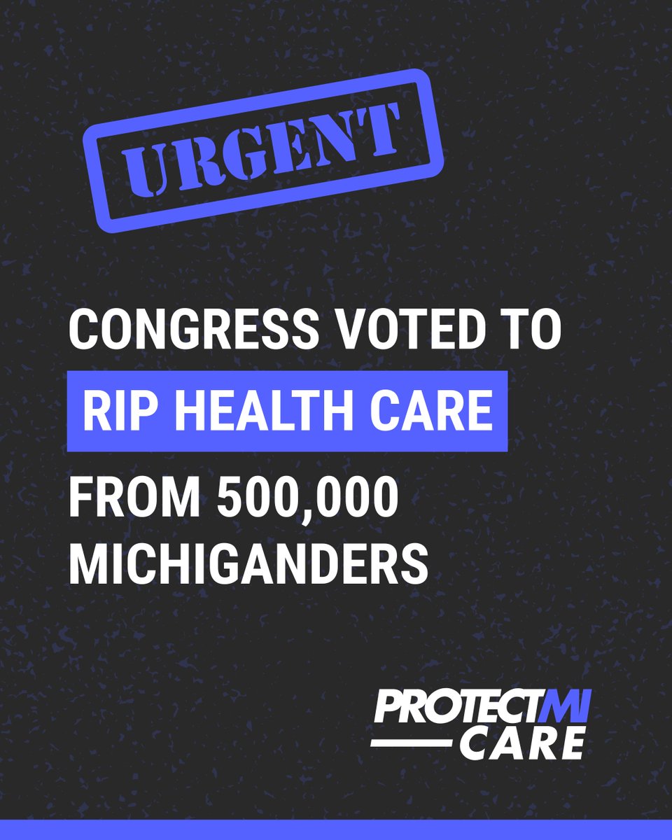 This morning, Congress passed legislation to slash Medicaid and turn its back on millions of Michiganders who rely on it every day. We must fight back and tell Congress to protect lives and say NO to Medicaid cuts. Take action now: protectmicare.org/take-action/