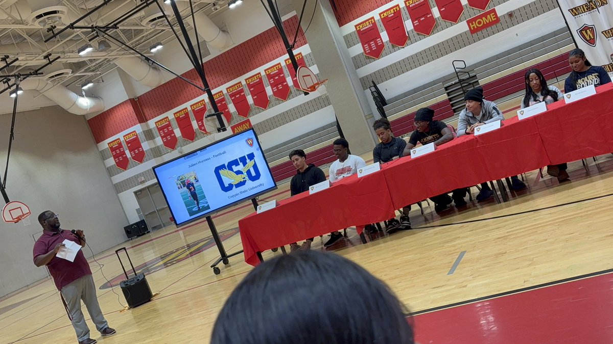Michael Mwenye jr🙌🏽 (@m1chaelmwenye) on Twitter photo College football signing day
100% committed to Coppin State University!💙💛
<a href="/Wheaton_Knights/">Knights Football</a>
<a href="/GOOdashCH/">Coach Gooch</a>
<a href="/Coach_Herrera71/">Coppin State University Club Football</a> College football signing day
100% committed to Coppin State University!💙💛
<a href="/Wheaton_Knights/">Knights Football</a>
<a href="/GOOdashCH/">Coach Gooch</a>
<a href="/Coach_Herrera71/">Coppin State University Club Football</a>