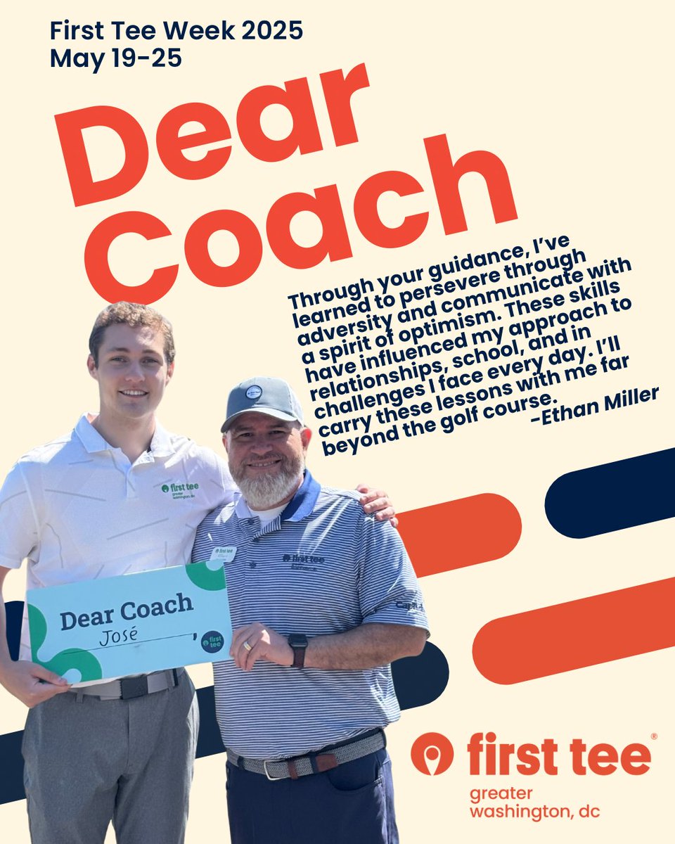 Next we hear from Rida, Christina, Ryan, and Ethan on the impact Coaches Katie, Dustin, and Jose have had one them!

#BuildingGamechangers #FirstTeeWeek #DearCoach