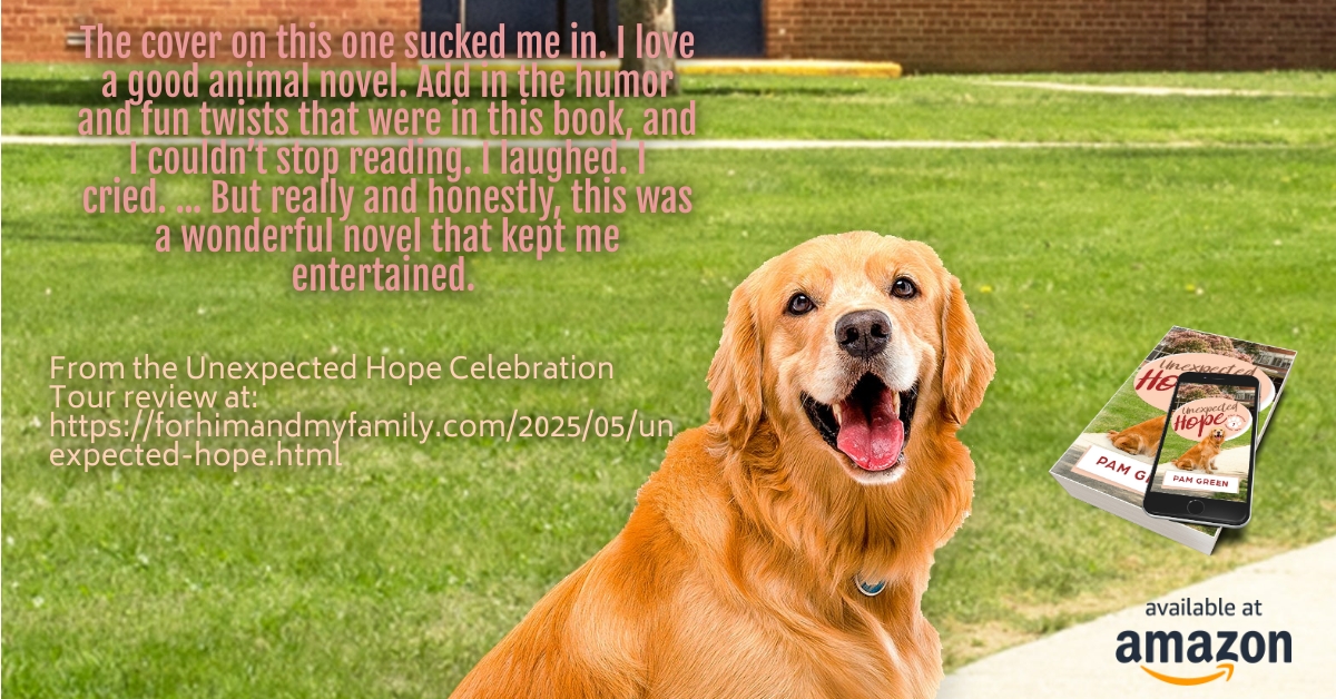 Celebrating another stop on the tour and a lovely review of Unexpected Hope! Check out the feedback and enter the giveaway!

#celebratelit #BookTours #Giveaways #unexpectedhope #sullyparkwaycomfortdogs