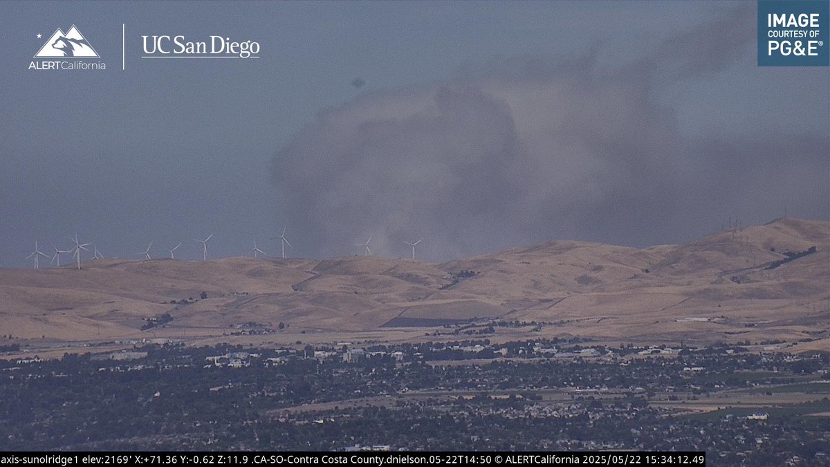 CAWildfiretrack's tweet photo. New start near the Alameda and San Joaquin Counties line and I-580.

This is the #MidwayFire and is reported at 30 acres with a moderate to dangerous rate of spread and potential for a couple hundred acres.

A large resources response and a closure of I-580 has been requested. https://t.co/DnlZx8FIK3