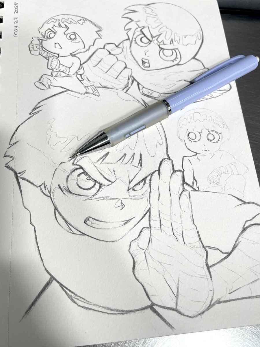 evileye_art's tweet photo. This is my 3rd page this week of just Rock Lee sketches😭 https://t.co/ih0wscJRFN