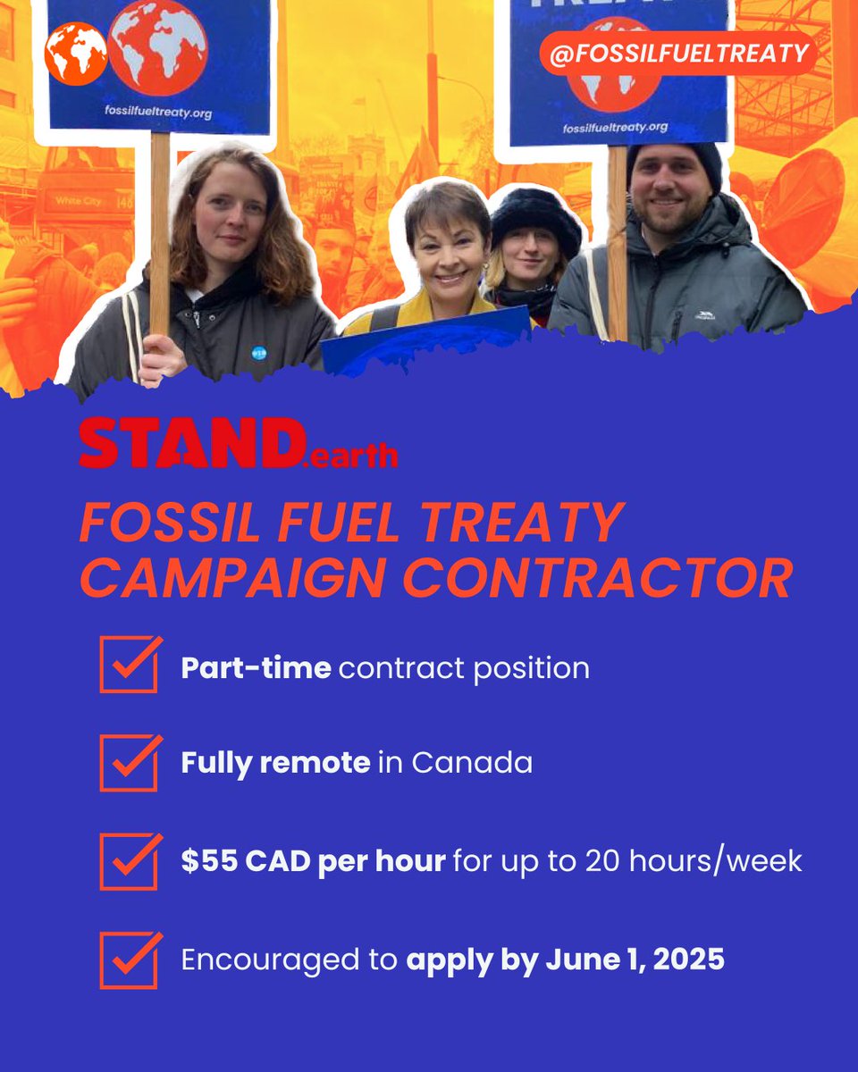 🇨🇦 Are you passionate about building grassroots power and taking on the fossil fuel industry while building momentum for concrete climate policy?

<a href="/standearth/">Stand.earth</a> is seeking a creative and experienced campaigner to grow momentum for the Fossil Fuel Non-Proliferation Treaty Initiative