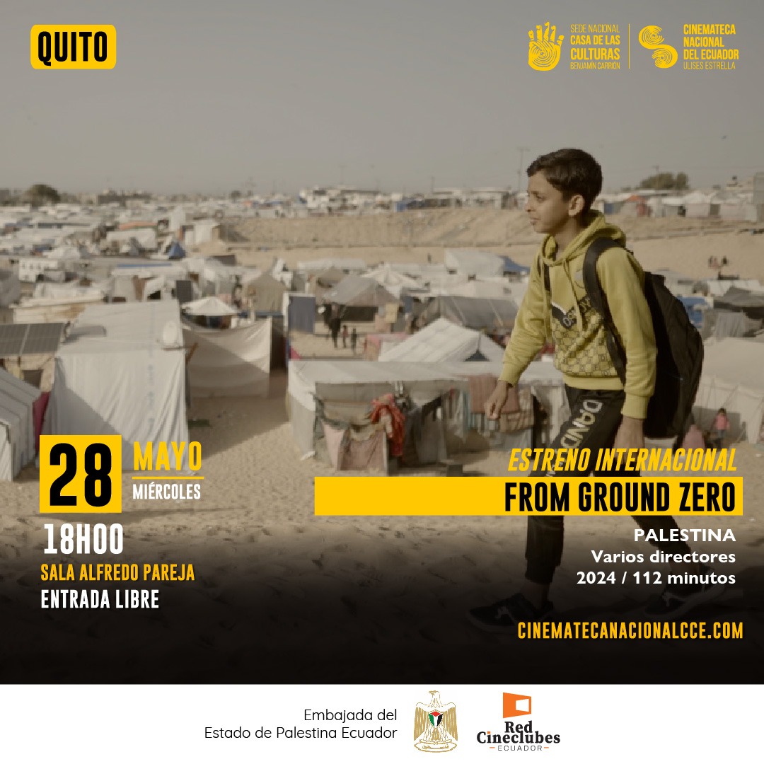 Cinemateca Nacional del Ecuador (@cinemateca_ec) on Twitter photo 📌 Quito: Estreno Internacional
🟡 From ground zero
🟡 28 de mayo de 2025
🟡 18h00
🟡 Sala Alfredo Pareja - Cinemateca Nacional del Ecuador
🟡 Entrada libre hasta completar aforo
-
🟡 Conoce toda nuestra cartelera: 👇
cinematecanacionalcce.com/cartelera
🟨 <a href="/CasadelaCultura/">Casa de la Cultura Ecuatoriana</a> 📌 Quito: Estreno Internacional
🟡 From ground zero
🟡 28 de mayo de 2025
🟡 18h00
🟡 Sala Alfredo Pareja - Cinemateca Nacional del Ecuador
🟡 Entrada libre hasta completar aforo
-
🟡 Conoce toda nuestra cartelera: 👇
cinematecanacionalcce.com/cartelera
🟨 <a href="/CasadelaCultura/">Casa de la Cultura Ecuatoriana</a>