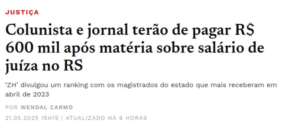 Se uma colunista e um jornal tradicional são condenados a indenizar uma juíza por terem divulgado que ela recebeu remuneração de R$ 662 mil em um mês, informação obtida legalmente através da Lei de Acesso à Informação (LAI), o que vocês acham que acontecem com os bloqueios