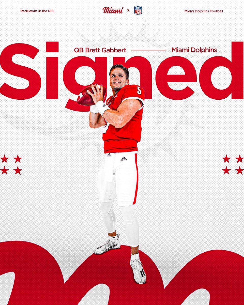 Miami Football (@miamiohfootball) on Twitter photo From one Miami to another โ๏ธ
Congratulations to <a href="/BrettGabbert/">Brett Gabbert</a> on signing with the <a href="/MiamiDolphins/">Miami Dolphins</a> โผ๏ธ
#RiseUpRedHawks | ๐๐ | #RedHawksintheNFL From one Miami to another โ๏ธ
Congratulations to <a href="/BrettGabbert/">Brett Gabbert</a> on signing with the <a href="/MiamiDolphins/">Miami Dolphins</a> โผ๏ธ
#RiseUpRedHawks | ๐๐ | #RedHawksintheNFL