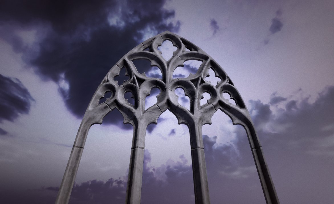 Now we're talking. My newest project is now proudly being fully textured in Substance Painter!

Here's a preview of one of the clerestory window tracery that wraps around the north and south sides of the cathedral.

#roblox #RobloxDev