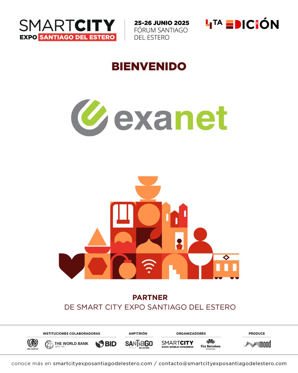 Mood_Prod's tweet photo. ¡Bienvenido EY y EXANET a Smart City Expo Santiago del Estero 2025!

📅 25 - 26 de junio
📍SANTIAGO DEL ESTERO

¡Te invitamos a formar parte!
https://t.co/zt4SZDb3TC

📩 Consultas: partners@moodproducciones.com https://t.co/o85OlToq0Q