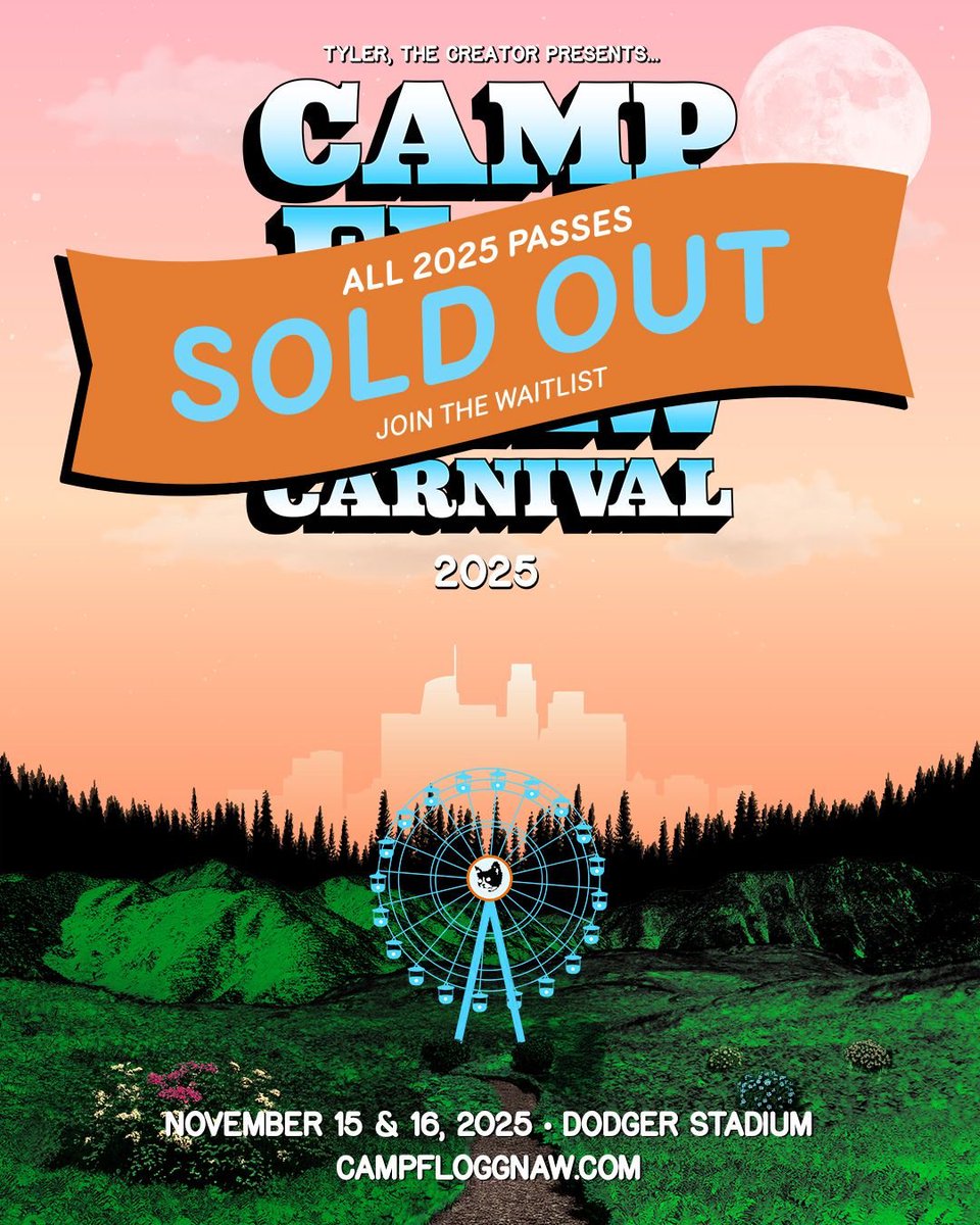CampFlogGnaw's tweet photo. Camp Flog Gnaw Carnival passes for 2025 are completely SOLD OUT. 

Join the waitlist now to be notified if passes become available. 

https://t.co/QxrCIg9fAp https://t.co/4jRFjyR8zl
