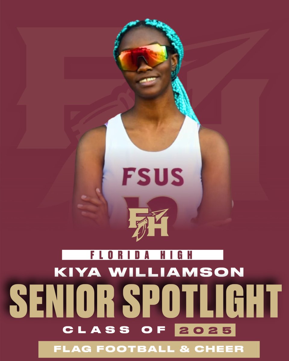 🎓 SENIOR SPOTLIGHT 🎓

Help us congratulate Kiya Williamson! A 13-Year Club member, State Final Four Varsity Flag Football player, and former middle school cheerleader, Kiya is leaving Florida High with remarkable records and a lasting legacy. Thank you, Kiya!