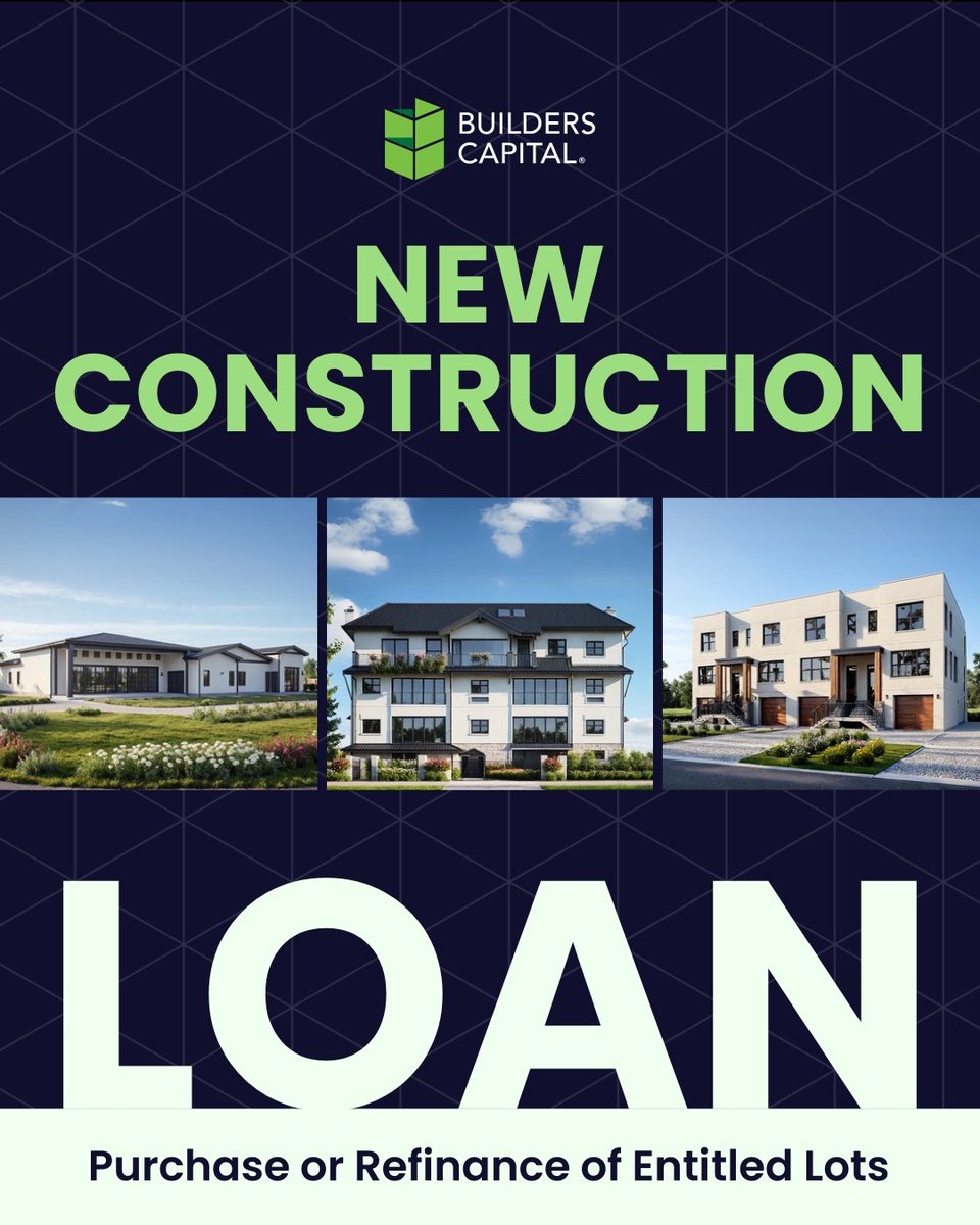 builderscapital's tweet photo. Ready to start your next project? Our New Construction loan offers flexible financing from lots to finished units. Develop single-family homes, townhomes, condos, or multifamily properties with high leverage and low costs.
https://t.co/5F8M4oXhwA https://t.co/VSz1KYWzTp