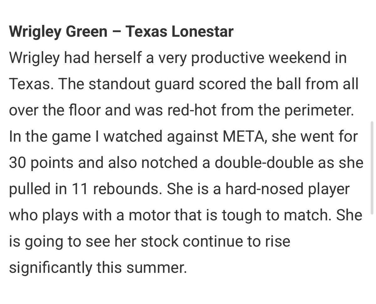 Wrigley Green (@wrigleygreen) on Twitter photo Thanks so much <a href="/JrAllStarBB/">Jr. All-Star Girls Basketball</a> ! Y’all are always everywhere! Thanks for taking the time to watch us <a href="/TLSBasketball/">Texas LoneStar</a> ! <a href="/3SSBGCircuit/">3Stripes Select Basketball Girls Circuit</a> Thanks so much <a href="/JrAllStarBB/">Jr. All-Star Girls Basketball</a> ! Y’all are always everywhere! Thanks for taking the time to watch us <a href="/TLSBasketball/">Texas LoneStar</a> ! <a href="/3SSBGCircuit/">3Stripes Select Basketball Girls Circuit</a>