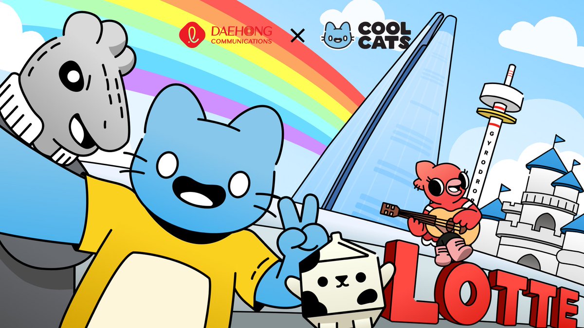 We are proud to announce the partnership between Lotte(<a href="/Daehongofficial/">daehong_official</a>) and Cool Cats(<a href="/coolcats/">Cool Cats</a>)

Cool Cats, a global super Web3.0 IP is now expanding its value into Web2.0 with Lotte!

Stay tuned for our special collaboration and the story with Bellyland(<a href="/bellygom_nft/">BellyLand</a>)