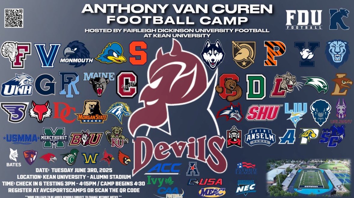 Jacob Bazerman (@jacobbazerman) on Twitter photo I am really looking forward to be going to the AVC Football Camp on June 3rd. The camp is being run by <a href="/FDUFootball/">FDU Football</a> & <a href="/CoachAVC_FDU/">Anthony Van Curen</a> , held at <a href="/KUFootball212/">Kean University Football</a>
<a href="/mhsmustangsfb/">mustangsfootball</a> I am really looking forward to be going to the AVC Football Camp on June 3rd. The camp is being run by <a href="/FDUFootball/">FDU Football</a> & <a href="/CoachAVC_FDU/">Anthony Van Curen</a> , held at <a href="/KUFootball212/">Kean University Football</a>
<a href="/mhsmustangsfb/">mustangsfootball</a>