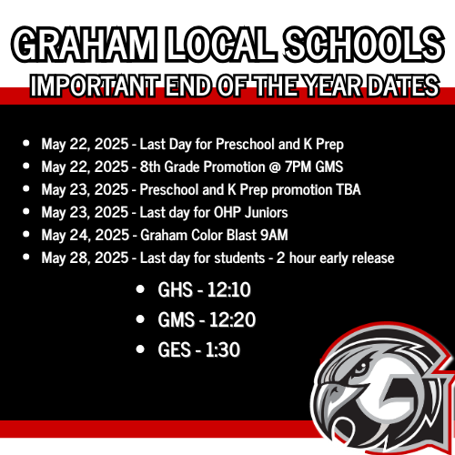 Only 3 days left of the 2024-2025 school year! Please remember there is a 2-hour early release for all students on the last day!