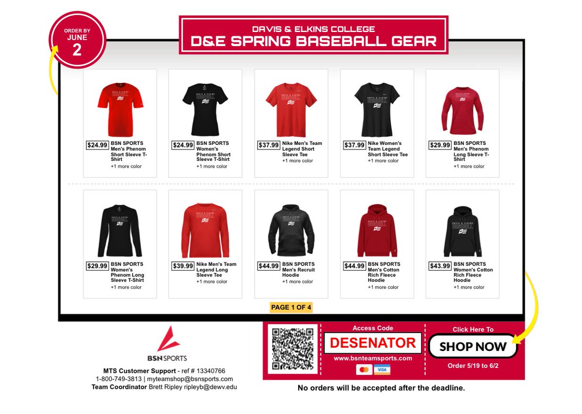 Davis & Elkins Baseball (@senatorsbsb) on Twitter photo 🚨TEAM SHOP OPEN🚨
Our online team shop is officially open until June 2nd. This is a great time to get your <a href="/SenatorsBSB/">Davis & Elkins Baseball</a> gear. Orders are shipped directly to the buyer 4-6 weeks after the shop closes. Place your order now by going to bsnteamsports.com/shop/DESENATOR. 🚨TEAM SHOP OPEN🚨
Our online team shop is officially open until June 2nd. This is a great time to get your <a href="/SenatorsBSB/">Davis & Elkins Baseball</a> gear. Orders are shipped directly to the buyer 4-6 weeks after the shop closes. Place your order now by going to bsnteamsports.com/shop/DESENATOR.