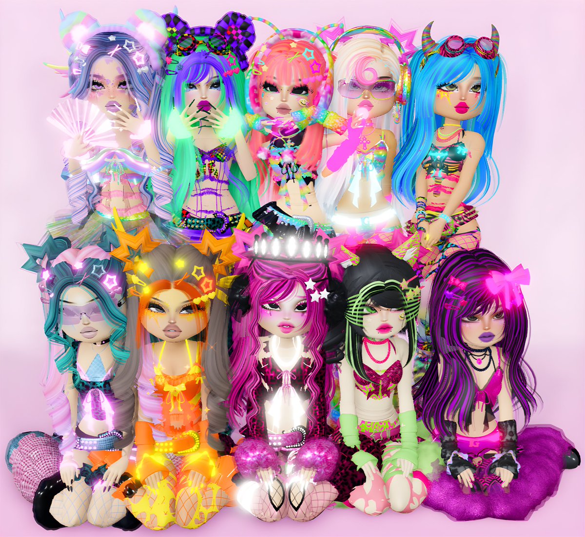 ily_discord's tweet photo. the theme is... PRETTY RAVE GIRLS ! ✨ thank you so much to our lovely @ItGirlMoonxxie for hosting and choosing the theme ! 🌈🪩 https://t.co/kllRwQmmNn