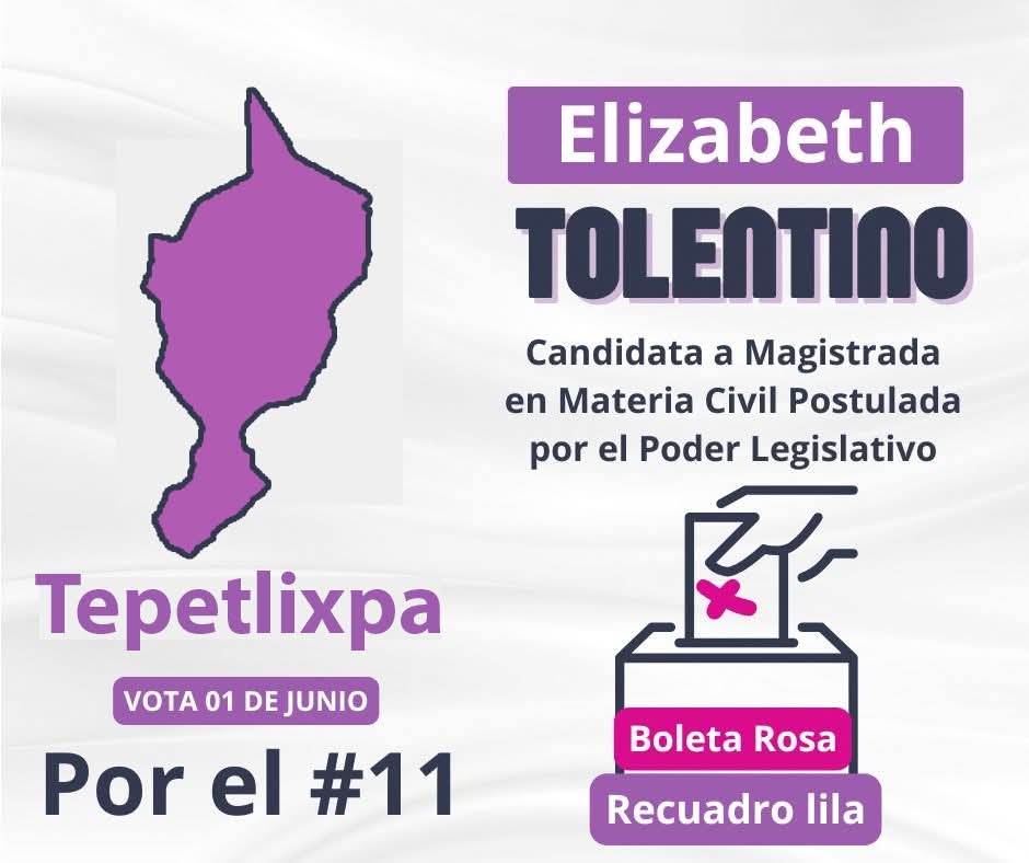 ElizabethTolenD's tweet photo. 📍EdoMéx Circuito 2
🗓 Vota el 1 de junio
🗳 Boleta Rosa | Recuadro lila
🔢 Marca el #11
¡Tu confianza es mi motor para seguir construyendo un mejor futuro para todas y todos! 💜 "Servir con Justicia es y siempre será mi compromiso contigo". https://t.co/KOpRTE7XV4