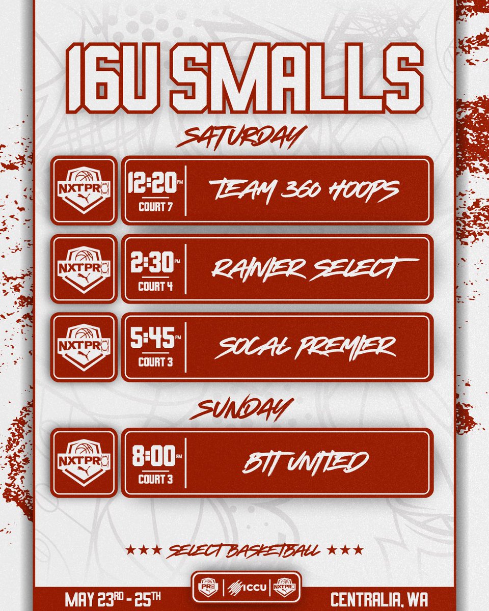 Good luck this weekend to Henshaw 17U NXT and Smalls 16U NXT, working towards the PRO16 tournament!