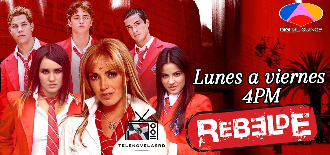 TelenovelaRD's tweet photo. 🇩🇴14 años después de su última retransmisión, #Rebelde está de regreso en República Dominicana.
Inició este jueves 22 mayo por #Digital15 4PM.
@Anahi @DulceMaria @maiteperroni @ponchohd @christopheruck @christiancha @Ninelconde @Estefania_OF @edvilard @Anboy88 @karcossio #RBD https://t.co/8cakl93osA