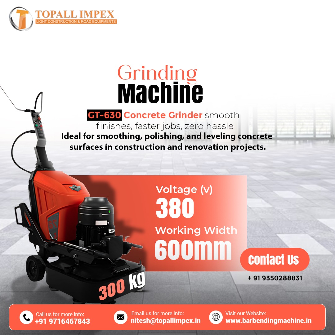 Topallimpex's tweet image. Smooth. Powerful. Precise.
Meet the GT-630 Concrete Grinder by #TopallImpex — perfect for polishing, smoothing &amp;amp; leveling concrete!
🔌 380V | 📏 600mm width | ⚖️ 300 KG
🌐 barbendingmachine.in
#ConcreteGrinder #ConstructionTools #GrindingMachine #RenovationGear