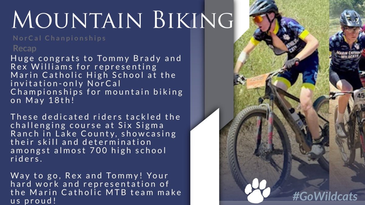 Tommy Brady and Rex Williams representing Marin Catholic in the NorCal Championship at Six Sigma Ranch!
#MarinMTB
#MCAthletics #GoWildcats