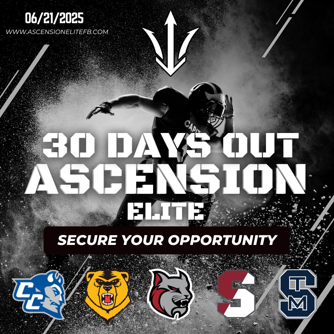 ascension_elite's tweet photo. 30 Days Out from AEFC. 🔥
Spots are limited. Excuses are unlimited.
Only one gets you seen.
📍June 21st | Springfield, MA
Secure your spot: https://t.co/pGBcyRm47P
#AEFC #FootballCamp #ShowUpShowOut https://t.co/0FGKt445ZC