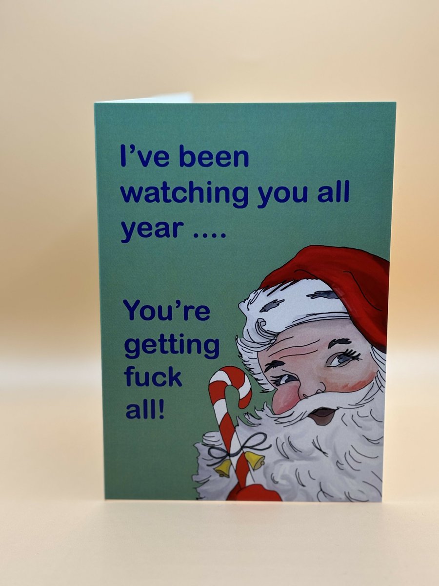 Rude Santa tuppu.net/ee53dd6 #EarlyBiz #ShopIndie #Shopsmall #UKCrafters #KraftSpace #Firsttmasster #UKGiftHour #ChristmasCard