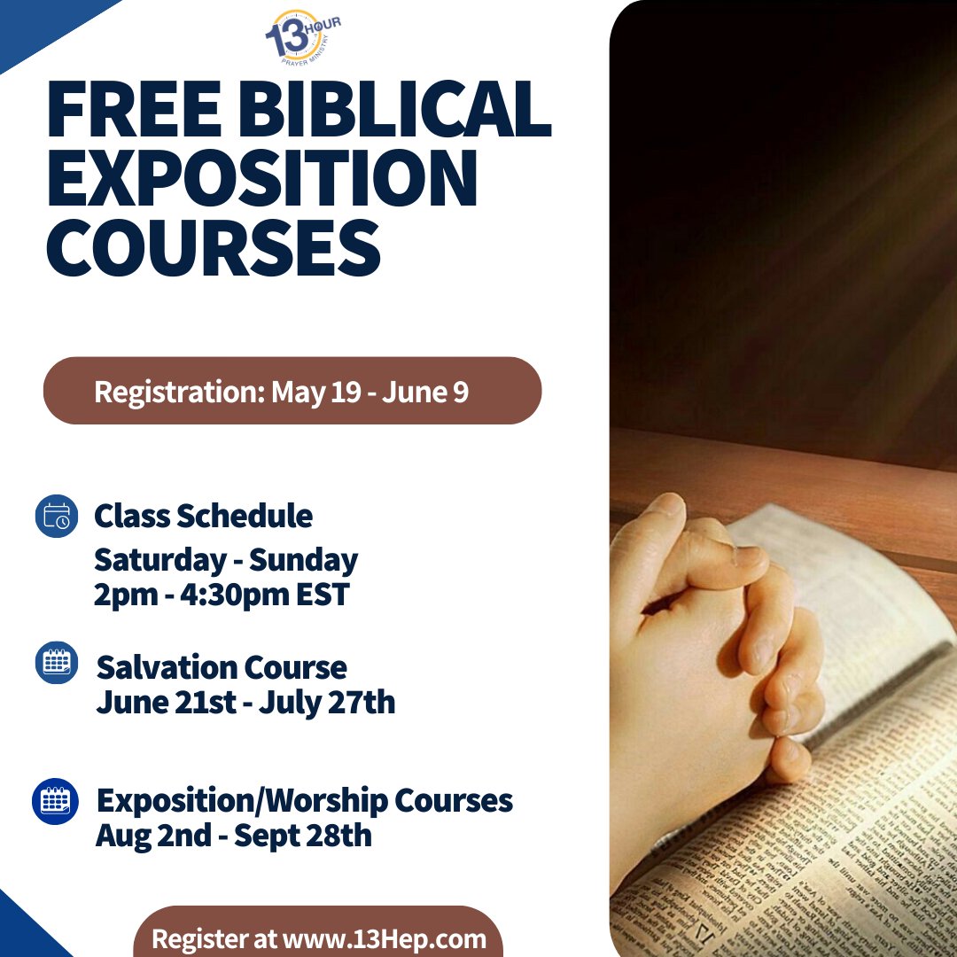 13HourPM's tweet photo. Registration is now open for our Salvation Course. Register for free today through https://t.co/RH5Uyqfj6C  (May 19-June9)! Don’t miss this! 
#Gospel #salvation #Bible #13hour https://t.co/MWtDruhsru
