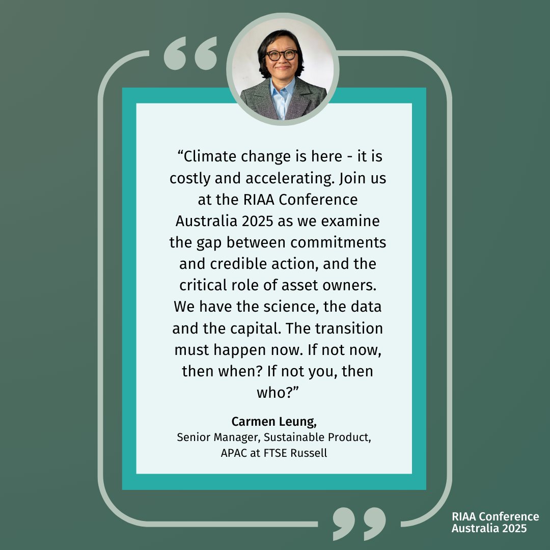 RIAA (@riaanews) on Twitter photo Hear from Carmen Leung, <a href="/FTSERussell/">FTSE Russell, An LSEG Business</a> at the #RIAAconf2025, along with industry experts as they discuss 'Climate transition investing: If not now, then when? If not you, then who?'
šļø28 & 29 May at the ICC Sydney and online. View our full program: riaa.glueup.com/event/riaa-con⦠Hear from Carmen Leung, <a href="/FTSERussell/">FTSE Russell, An LSEG Business</a> at the #RIAAconf2025, along with industry experts as they discuss 'Climate transition investing: If not now, then when? If not you, then who?'
šļø28 & 29 May at the ICC Sydney and online. View our full program: riaa.glueup.com/event/riaa-conā¦