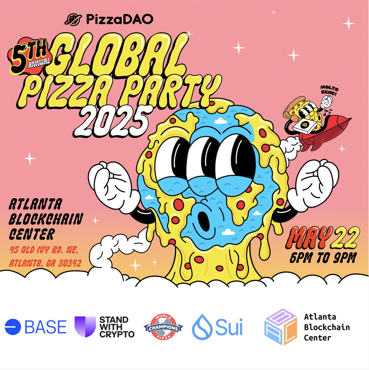 GeniiDao's tweet photo. Pizza Party ‘25 @AtlantaChain! 
It’s a WHOLE VIBE!!!! 
@base @standwithcrypto @SuiNetwork https://t.co/xxhCUb3ZY6