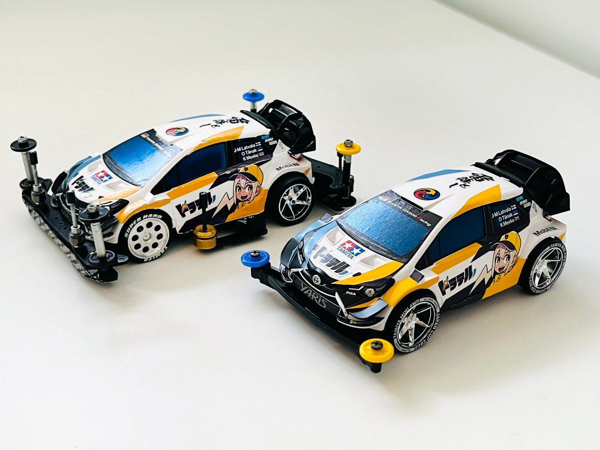 「展示仕様のドラテルヤリスボディを微加工してS2シャーシに搭載(レース仕様はMA)」|ハラダユーイチのイラスト