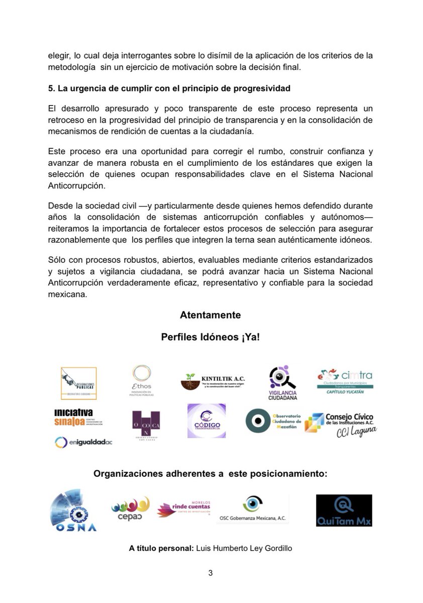 Desde @PerfilesIdoneos expresamos nuestras preocupaciones por el proceso para definir la terna a la titularidad de la @SESNA. 

El proceso fue opaco, regresivo y con elementos que alimentan la desconfianza. Esto es injustificable para un órgano ciudadano como el <a href="/ComiteCPC/">CPC</a>.