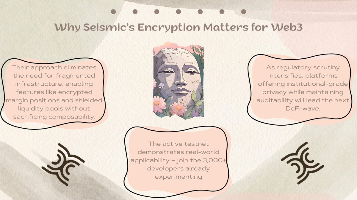 LaGGeRu5's tweet photo. Unlocking the future of Web3 with @SeismicSys  encryption—where privacy, composability, and real-world innovation power the next DeFi wave. 🚀🔒 #Web3 #DeFi #EncryptionRevolution
@lyronctk https://t.co/iDiqeAbwSo