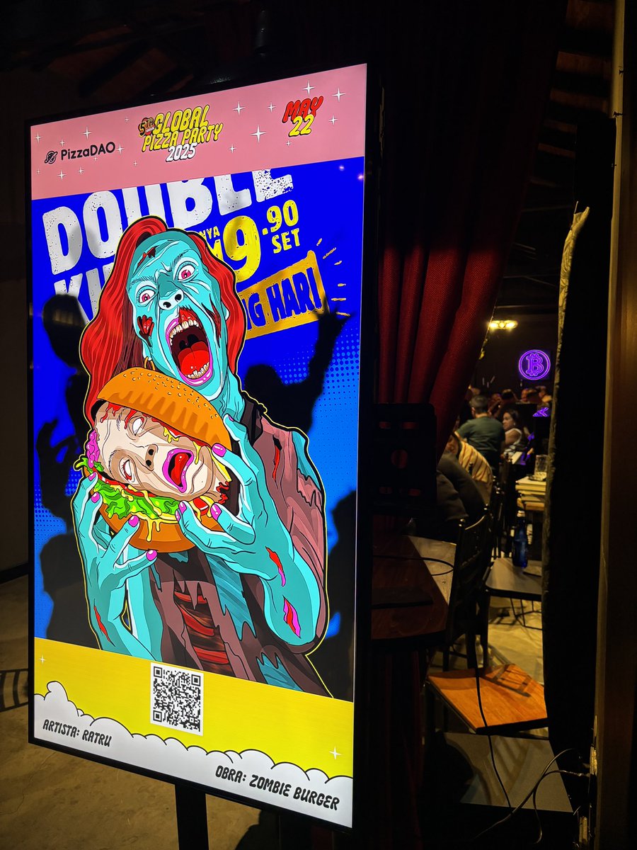 🎉 Celebración del #BitcoinPizzaDay 🍕en Medellín con expo de arte digital de <a href="/ratru_nft/">RATRU</a> 🧟‍♂️