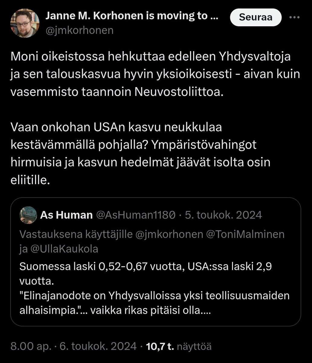 Näitä klassikkoja osuu aina välillä fiidille ja ne saavat melkein ikävöimään kgb-yhteysdemarin perinnejärjestön not even wrong -osaston asiantunteilijoiden anal-yysejä.

Nauru kun pidentää ikää ❤️

Terkkuina sinne punataivaan turvatilaan yksi sana: gulag.