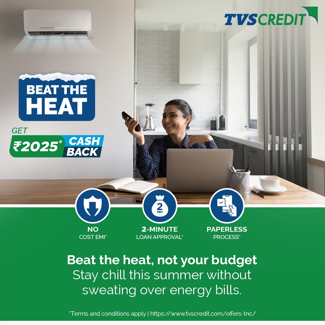 Stay cool this summer without burning your budget. Upgrade your space with an energy efficient AC and save on energy bills. 

Get Rs 2025 cashback on the purchase of any consumer durable, to learn more visit tvscredit.com/loans/consumer…

T&amp;C apply. Visit tvscredit.com/offers-tnc/ for
