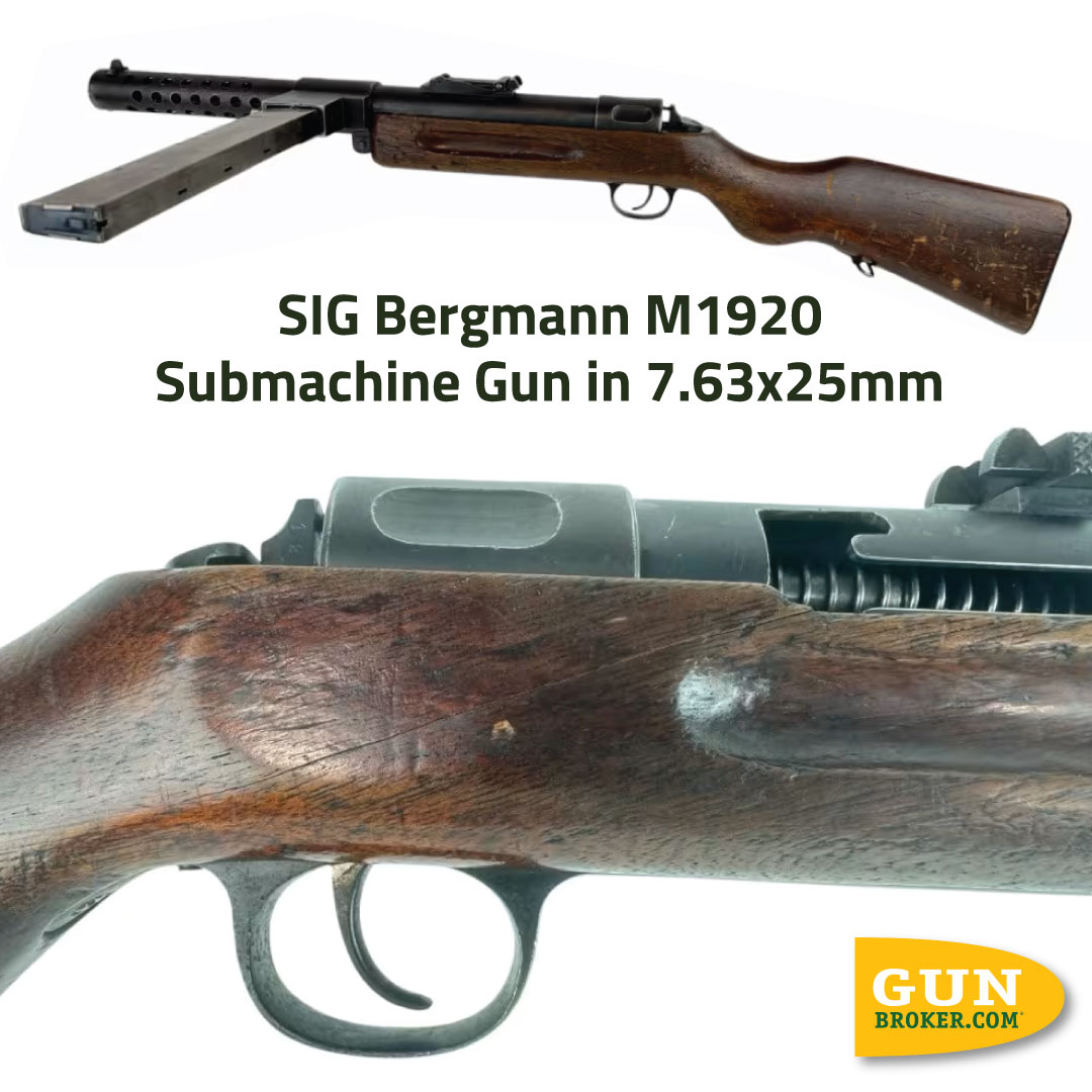 GunBroker's tweet image. 🔥 #FullAutoFriday: SIG Bergmann M1920 SMG | 7.63x25mm
👉 gunbroker.com/item/1098963365

Early full-auto history meets Swiss-German craftsmanship 🇨🇭🇩🇪
Rare, iconic, and collector-worthy.

#SIGBergmann #SubmachineGun #HistoricFirearms #GunCollectors #GunsDaily