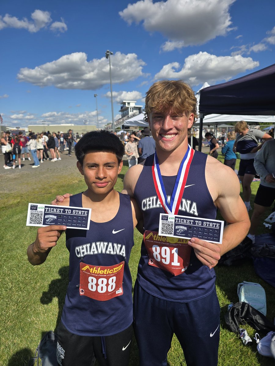 Our first two athletes to punch their tickets to state! Tristan Breier and Gabe Barajas hitting the state auto qualifying mark in the 100m! #RiverhawkFamily #RiverhawkStrong #WeAreChiawana #Statebound