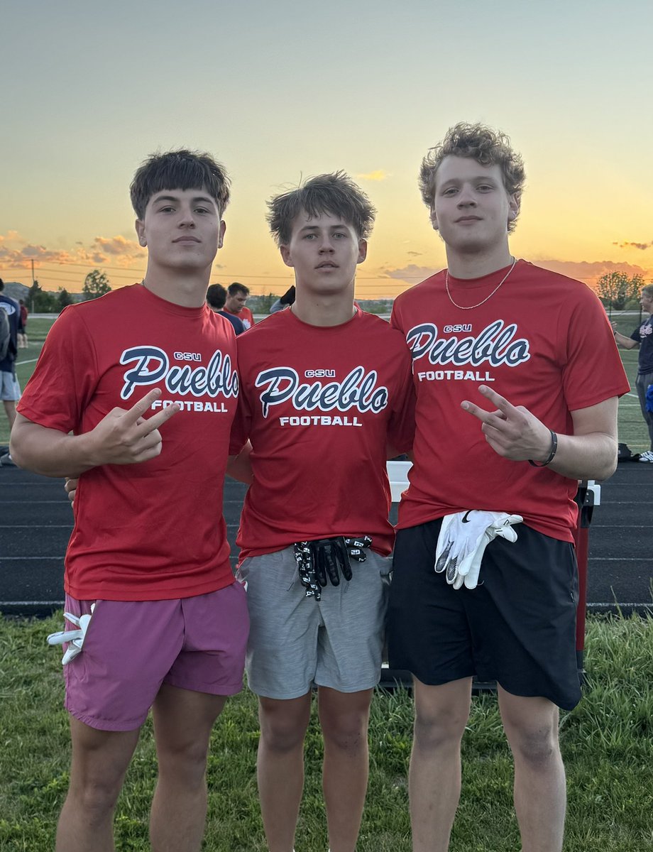 Ryder Tymkowych (@rydertymkowych) on Twitter photo Had an awesome time at the <a href="/CSUPFootball/">CSU Pueblo Football</a> camp. Learned a lot, pushed myself, and improved my skills. Huge thank you to <a href="/CoachMoffett5/">Blake Moffett</a> and <a href="/CoachTWebb/">Thomas Webb Jr.</a> for inviting me out!
Also, shoutout to my teammates <a href="/landynmccann07/">landyn.mccann07</a> and <a href="/EvanHays09/">Evan Hays 2️⃣0️⃣2️⃣6️⃣</a> who also joined me and represented Had an awesome time at the <a href="/CSUPFootball/">CSU Pueblo Football</a> camp. Learned a lot, pushed myself, and improved my skills. Huge thank you to <a href="/CoachMoffett5/">Blake Moffett</a> and <a href="/CoachTWebb/">Thomas Webb Jr.</a> for inviting me out!
Also, shoutout to my teammates <a href="/landynmccann07/">landyn.mccann07</a> and <a href="/EvanHays09/">Evan Hays 2️⃣0️⃣2️⃣6️⃣</a> who also joined me and represented