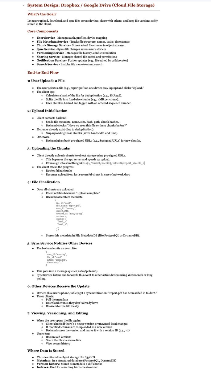 theskilledcoder's tweet image. System Design: Dropbox / Google Drive (Cloud File Storage)