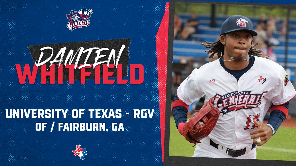 PLAYER SIGNING:

We're thrilled to welcome Damien Whitfield who will be returning for his 3rd season with the Victoria Generals.  Whitfield had an incredible season with the Generals in 2024 hitting .314 with an incredible 34 stolen bases.