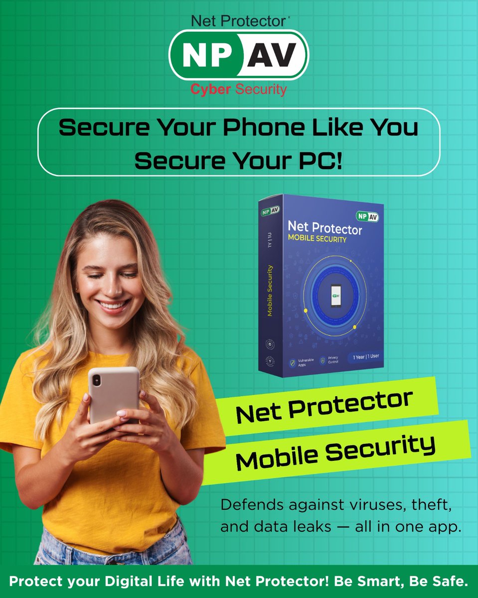 netprotector's tweet photo. Secure your phone like you secure your PC!
Net Protector Mobile Security defends against viruses, theft, and data leaks and it comes with many other important features too — all in one app.
#MobileSecurity #NetProtectorApp #ProtectYourPhone #DigitalSafety #StaySafeOnMobile https://t.co/faiDhdvQoM