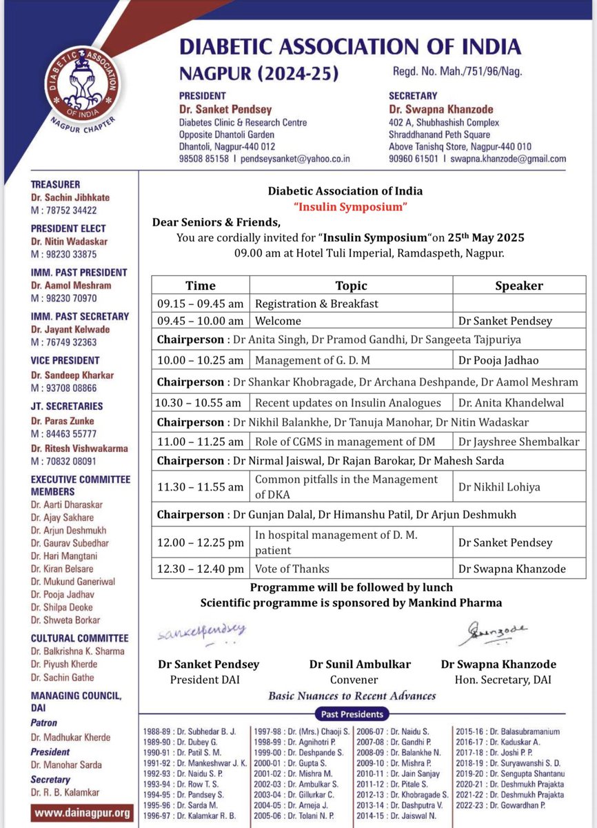 Insulin Symposium, 25/5/25, by DAI, Nagpur