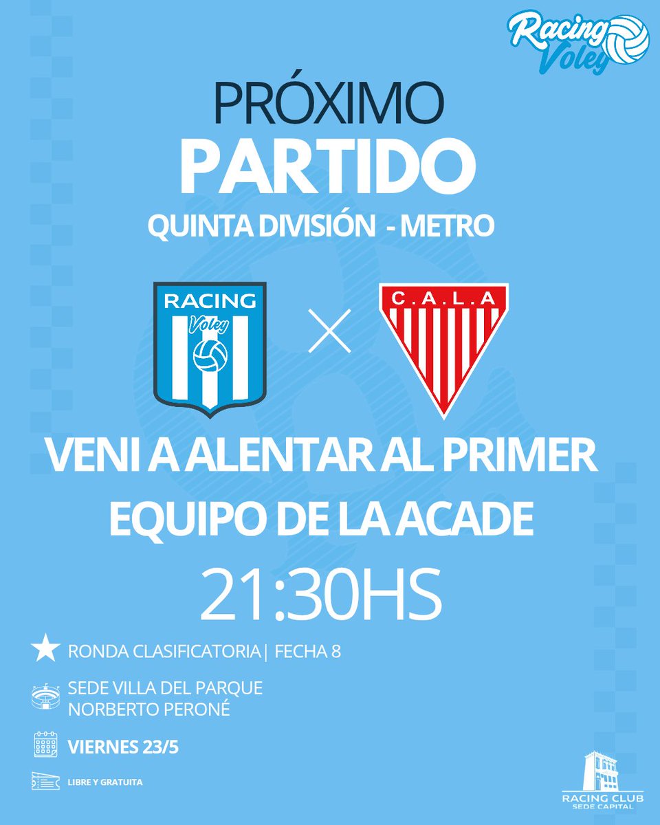 voleyracingclub's tweet photo. Les dejamos todo el fixture del fin de semana 

Vení a alentar a La Acade https://t.co/0ku5EJqyi4